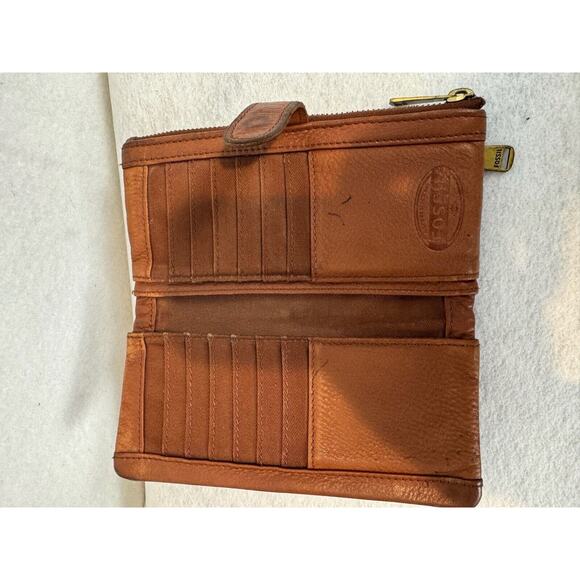 Fossil Derrick Executive Wallet Brown Cow Hide Leather Bifold - Picture 10 of 12